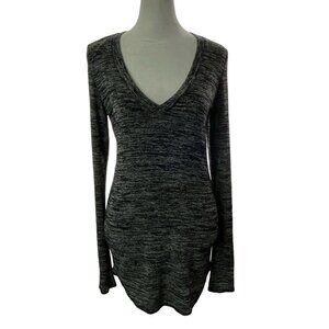 WILFRED FREE Women V Neck Luma Top Long Sleeve Pullover Cutout Back Sz M Black